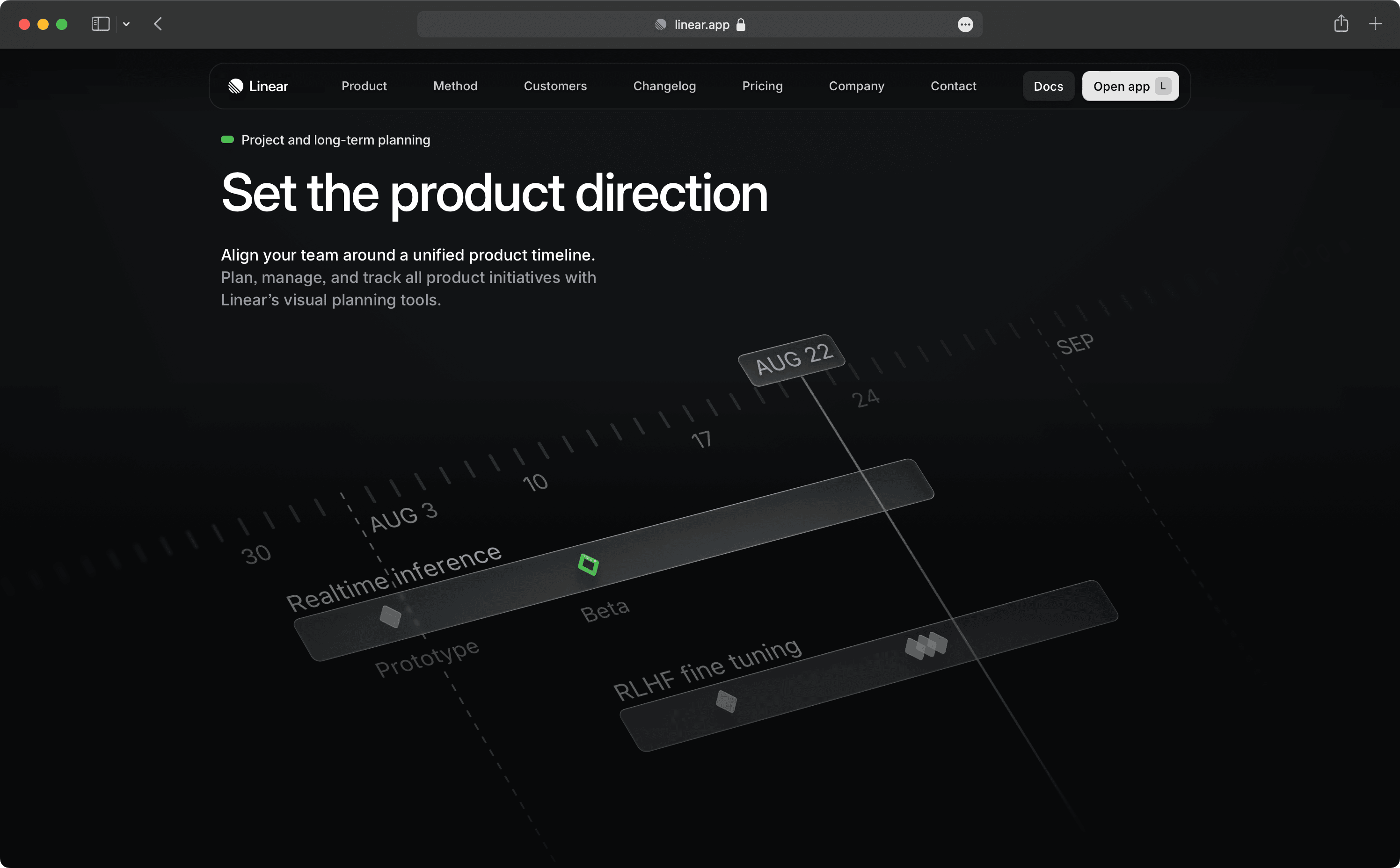 The roadmap render in the Linear homepage