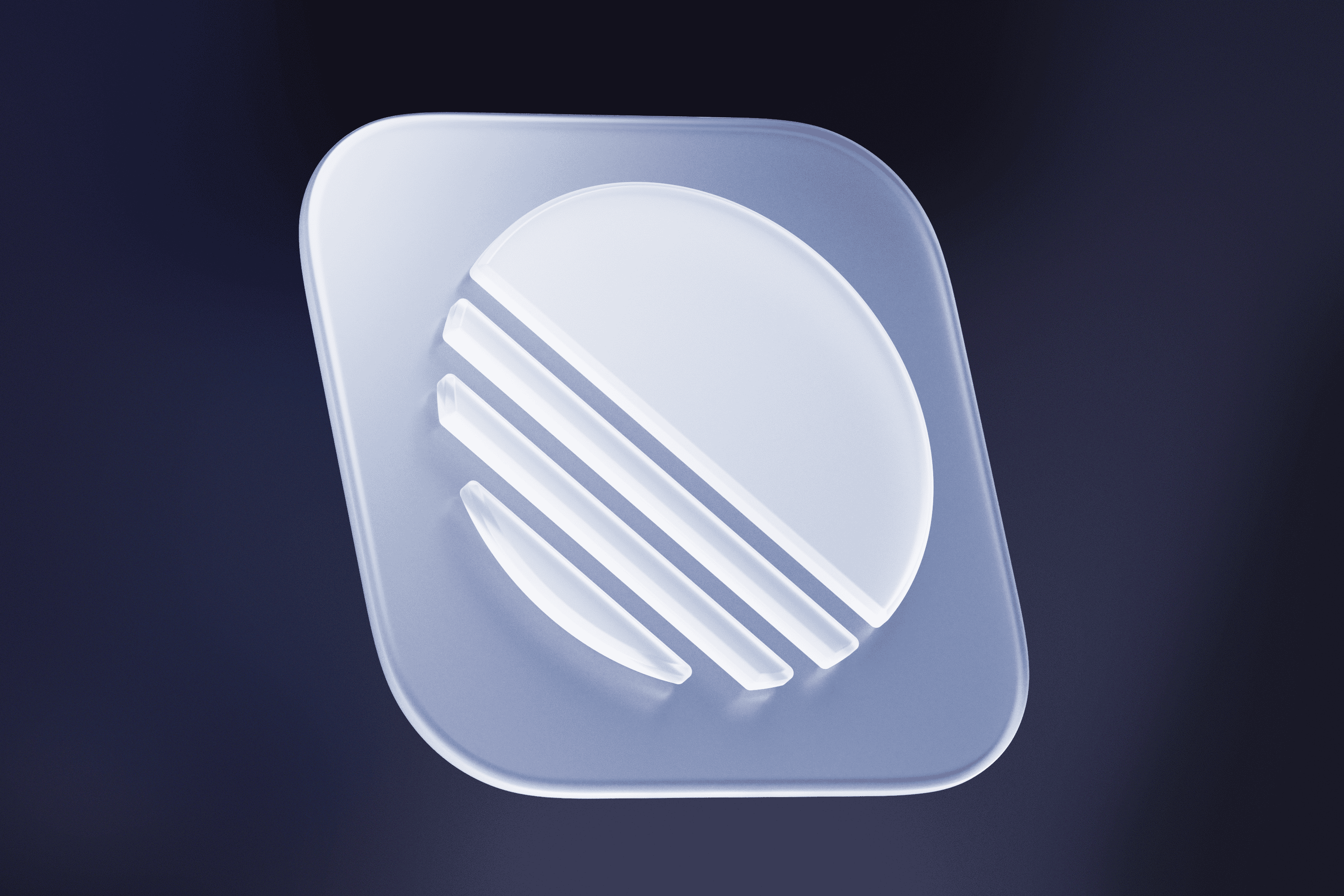 The Linear logo stylized in 3D glass